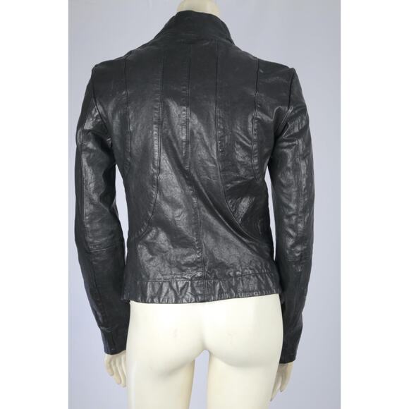 ALLSAINTS Black Leather Motorcycle Moto Biker Jacket Zip Style Women’s Size 4 - Picture 8 of 10